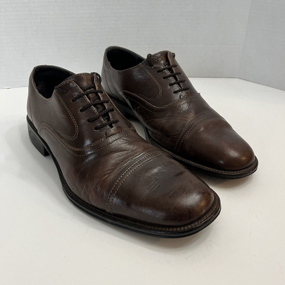Johnston & Murphy Men's Dress‎ Shoes 9.5M Brown Leather Cap Toe Oxford Romania